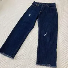 美品　セブンデイズサンデイ　クラッシュ加工ジーンズ　デニムパンツ L インディゴ