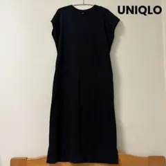 ユニクロ　ワンピース　黒　tシャツ　フレンチスリーブ