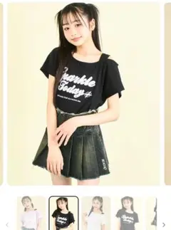 アナップガール　アシンメトリー オーロラワッペン Tシャツ XS 140cm