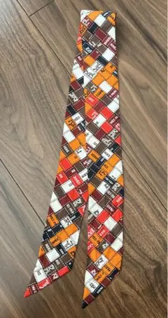エルメス ツイリー ボルデュックチェック柄 シルクオレンジ