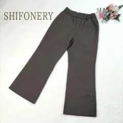 【シフォネリ】レディース ブラウン ワイドパンツ ストレート ウエストゴム 40