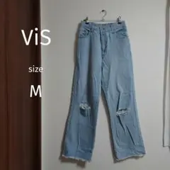 ViS ライトブルー ダメージデニムパンツ M