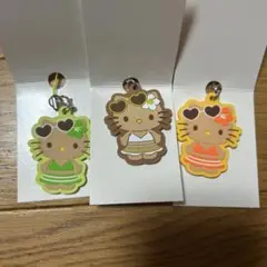 日焼けキティ　ラバーストラップ　ハローキティ ストラップ 3個セット