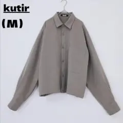 kutir 長袖 シャツ 短丈 カーキ M クロップド風 ボックスシルエット