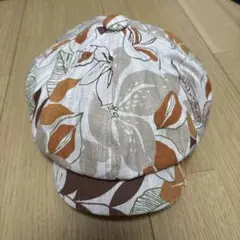 キャスケット　100% 麻　花柄