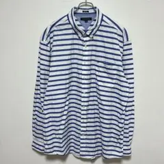 TOMMY HILFIGERボタンダウン 長袖シャツ　ボーダー　ロゴ
