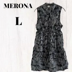 MERONA 【L】ストライプ ノースリーブワンピース