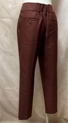 セレクトショップ クロプドパンツ テーパードパンツ 通勤 赤茶 センタープレス