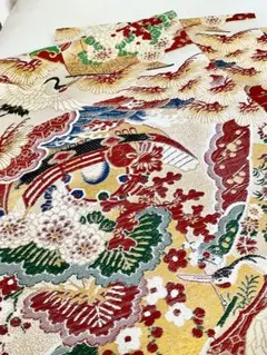 ★礼装 丸帯 鶴と花の吉兆柄