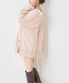 【完売♡】chico チコ　　ラクーンフォックスバックレースアップニット