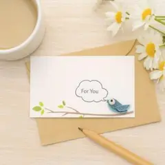 幸せの青い鳥のメッセージカード（ペーパークイリング）封筒付き