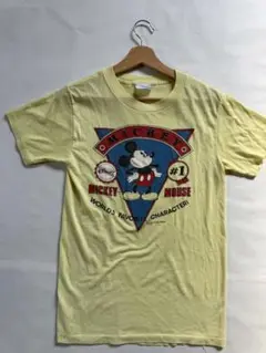 ミッキーマウス Tシャツ 淡い黄色 ワンサイズ