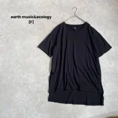 a1441＊earth music&ecology 半袖Tシャツ　黒【F】