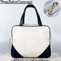 【美品】イヴサンローラン ハンドバッグ YSL 総柄 エンボス *チャーム有り