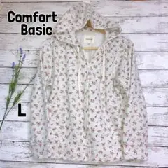 【Comfort Basic 】小花柄 パーカー 長袖 内側起毛