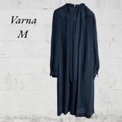 【Varna バルナ】【M】フォーマルワンピース　膝丈　長袖　花柄　リボン