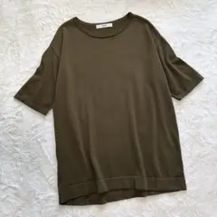 【イディット】 Tシャツ ライク 上品 5分袖 ニット カットソー (L) 冷感