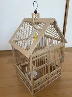 【レトロ品】竹鳥籠　観音開き造り声桶　セット 名人籠 貝塚作 声桶 竹鳥籠 めじろ籠 鳥かご 竹製鳥かご