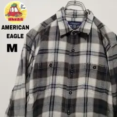 USA古着 AMERICANEAGLE ネルシャツ　M グレーホワイト　チェック