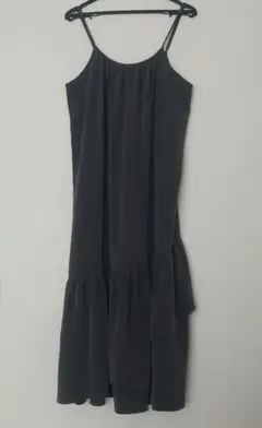 ダークグレー ノースリーブ アシンメトリックワンピース