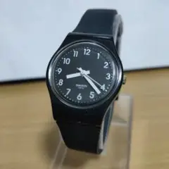 swatchスウォッチ★ブラックウォッチ レディースクォーツ時計★電池入り稼働品