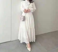 AnMILL アンミール シフォンコルセットOP ワンピース ホワイト