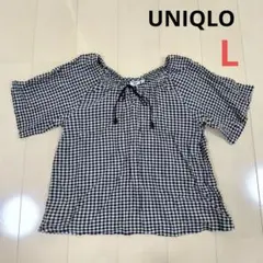 夏物セール【ユニクロ】 JW Anderson ギンガムチェック L半袖ブラウス