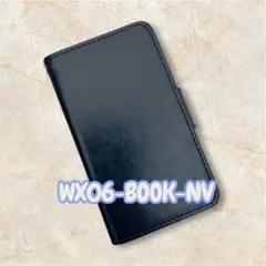 WX06 BOOK NV手帳型ケース ネイビー　ストラップホール付き