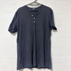 VINCE ヘンリーネックTシャツ ダークグレー ブラック 半袖 Vネック