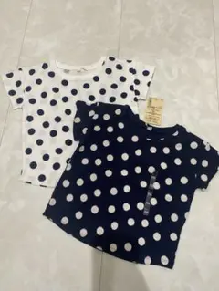 無印良品　ドロップショルダー　半袖Tシャツ　カットソー　ドット　110 新品