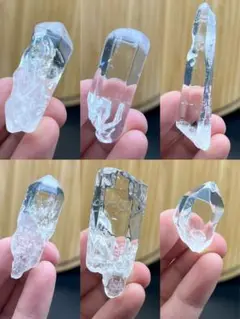 天然ヒマラヤ産水晶　磨きポイント　高品質　高透明　6本セット