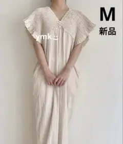 新品 しまむら Lax Dan Tia シャーリングサロペット M アイボリー