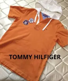 美品　オレンジ　パーカー　半袖　TOMMY HILFIGER　トミーヒルフィガー