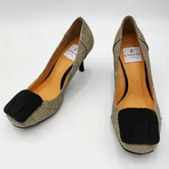 美品✨️LANVINオンブルー ゴールド×黒 ハイヒール 22.5cmバックル付