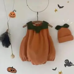 かぼちゃ　ロンパース　ベビー　ハロウィン