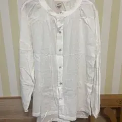 ゼロハチマブ　ホワイト ボタン付き長袖袖シャツ