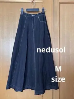 nedusol デニム➕プリーツ　グレーロングスカート サイズ38（M）