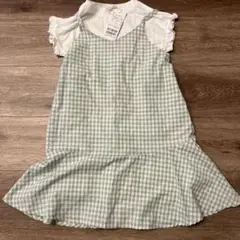 Lycee mineグリーンチェックワンピース 110cm
