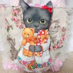 黒猫バミちゃんトートバッグ　コヤンイサムチョン　レースフリルトートバッグ
