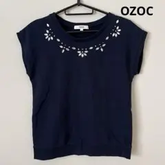 OZOC オゾック　ネイビー　ビジュー　トレーナー　カットソー　38