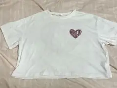 FUNハートプリント クロップドTシャツ 短丈