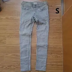 earth music&ecology ギンガムチェックスキニーパンツ S