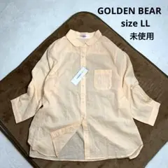 新品タグ付　ゴールデンベア　七分袖ブラウス　シャツ　 LL 薄いオレンジ　綿