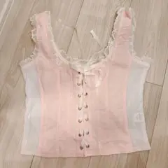 the virginsピンク レースアップ キャミソール新品