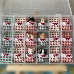 シルバニアファミリー　赤ちゃんお布団と収納ケース　イチゴミックス