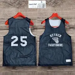 アメリカ古着 メッシュタンクトップ バスケシャツ リバーシブル ジャージ 黒 S