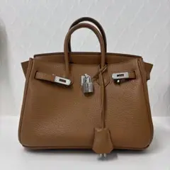 ブラウンレザーハンドバッグ25cm