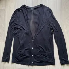 【美品】チャンルー 黒 デザイン カーディガン　薄手 XS S