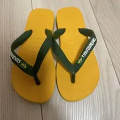 21cm Havaianas キッズ ビーチサンダル イエロー/グリーン