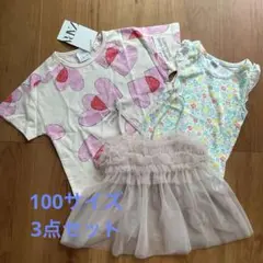 女の子3点セット　ZARA Tシャツ98 gap プティマイン　100
